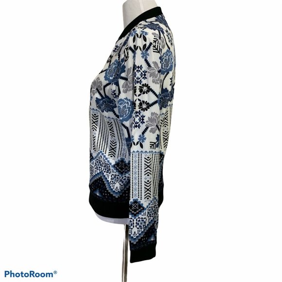 NEW Small Lightweight Zip Front Jacket Blue White - Picture 4 of 8